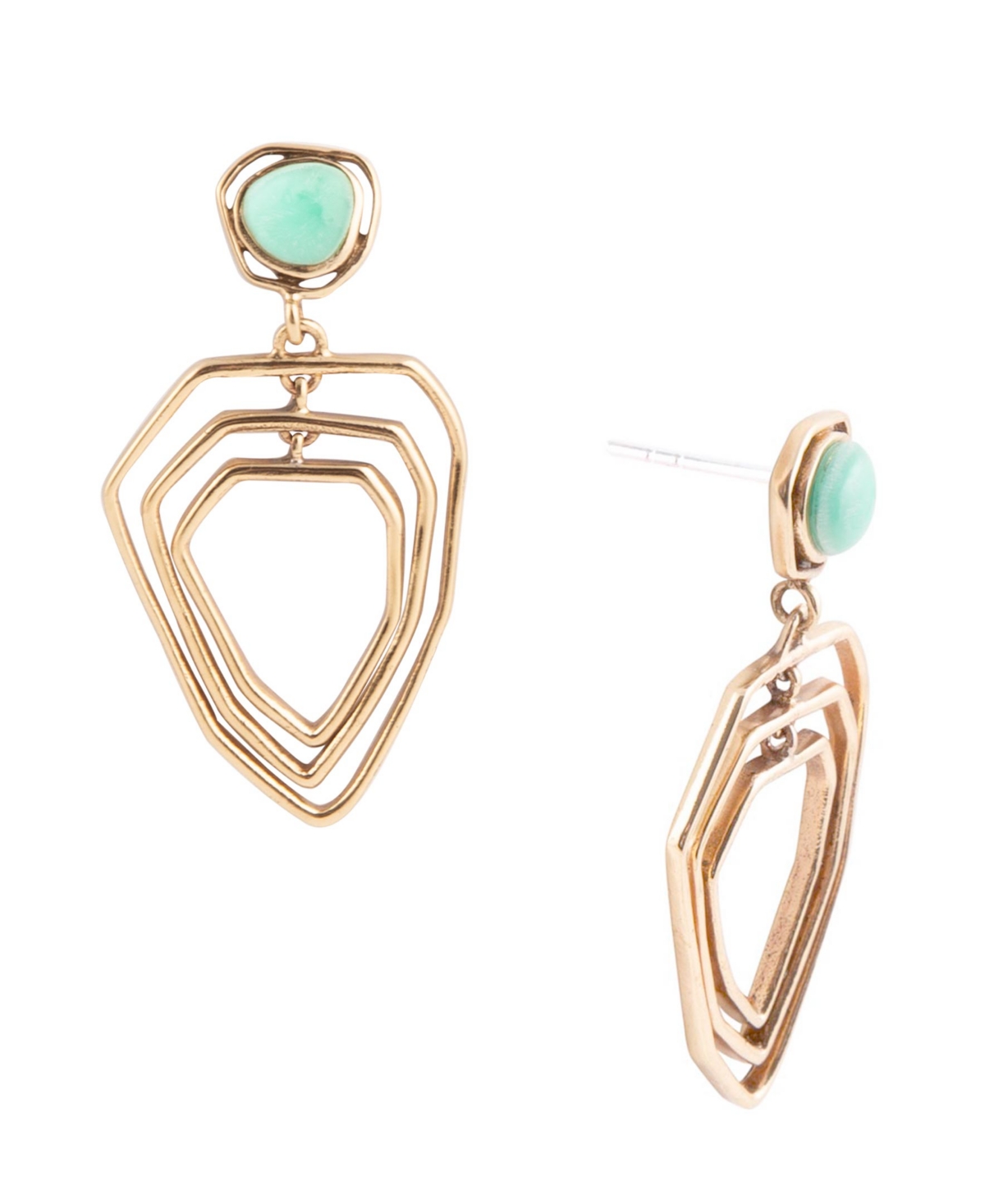 Barse Genuine Chrysophase Golden Bronze Abstract Drop Earrings In Green