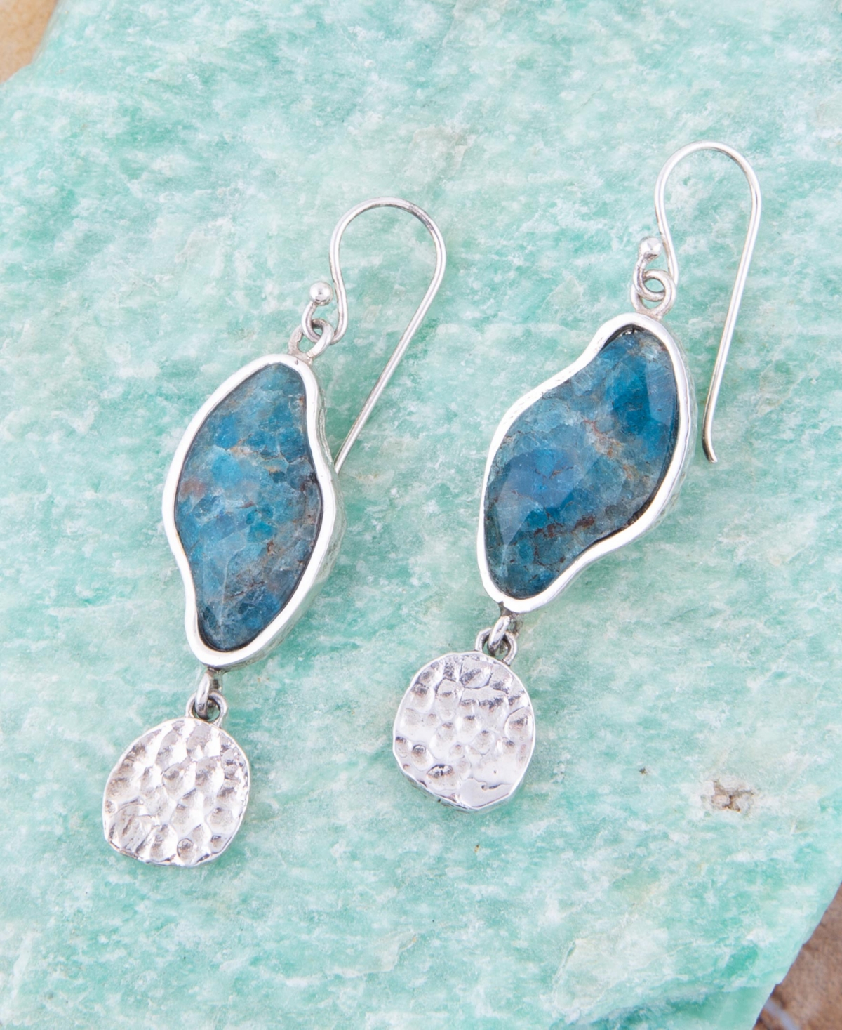 Shop Barse Luna Genuine Apatite Abstract Shape Drop Earrings In Blue