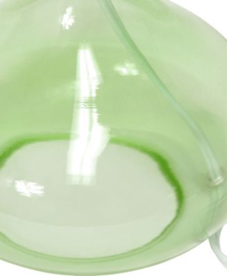 Glass Raindrop Table Lamp with Fabric Shade, Green with White Shade