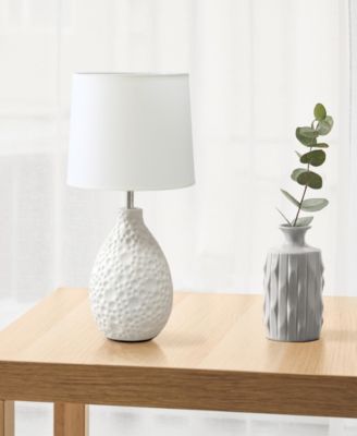 Essentix 14.17" Traditional Ceramic Textured Thumbprint Tear Drop Shaped Table Desk Lamp 