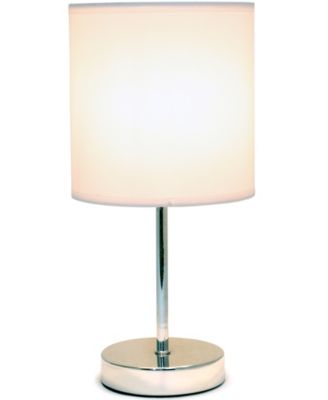 Nauru 11.81" Traditional Petite Metal Stick Bedside Table Desk Lamp in Chrome with Fabric Drum Shade