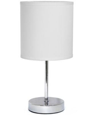 Nauru 11.81" Traditional Petite Metal Stick Bedside Table Desk Lamp in Chrome with Fabric Drum Shade
