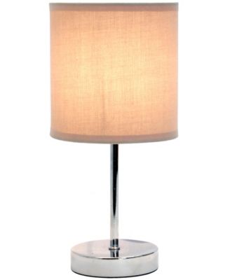 Nauru 11.81" Traditional Petite Metal Stick Bedside Table Desk Lamp in Chrome with Fabric Drum Shade