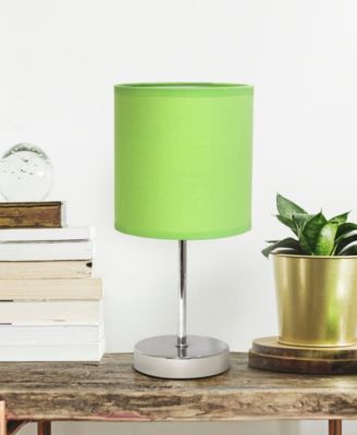Nauru 11.81" Traditional Petite Metal Stick Bedside Table Desk Lamp in Chrome with Fabric Drum Shade