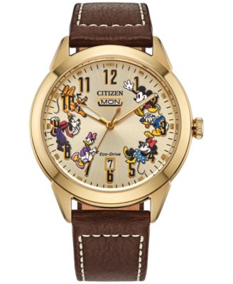 Citizen Eco Drive Men s Disney Brown Leather Strap Watch 41mm Macy s