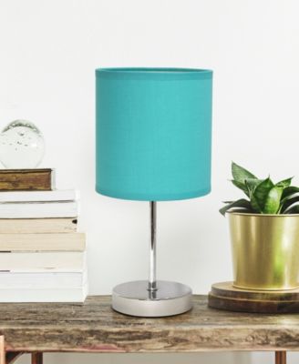 Nauru 11.81" Traditional Petite Metal Stick Bedside Table Desk Lamp in Chrome with Fabric Drum Shade