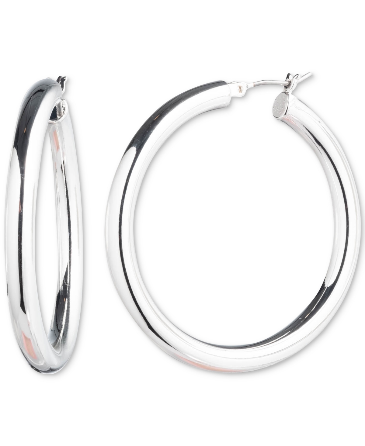 Shop Lauren Ralph Lauren Medium Tubular Hoop Earrings, 1.28" In Silver