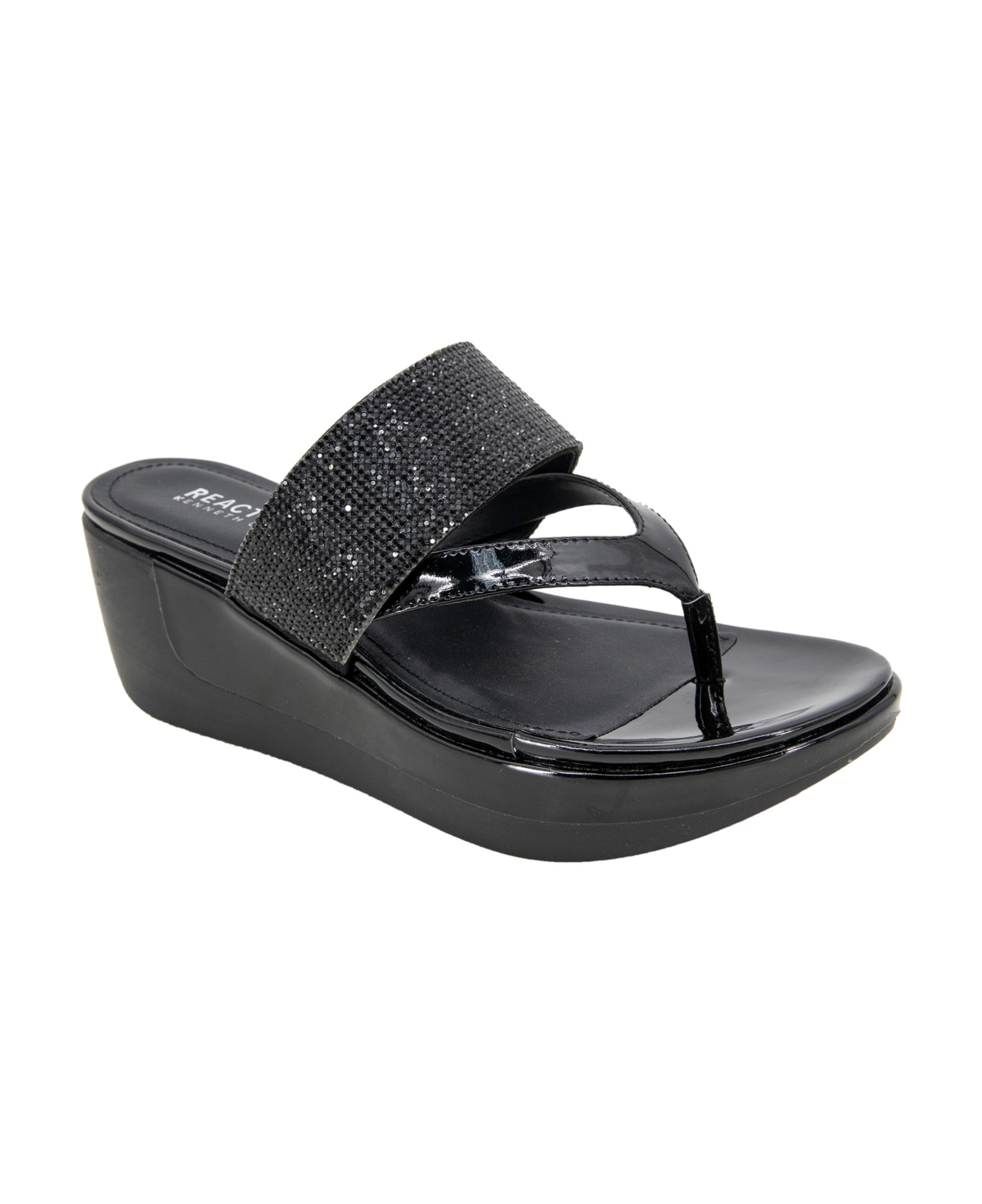 Women's Pepea Cross Jewel Wedge Sandals - Black Elastic