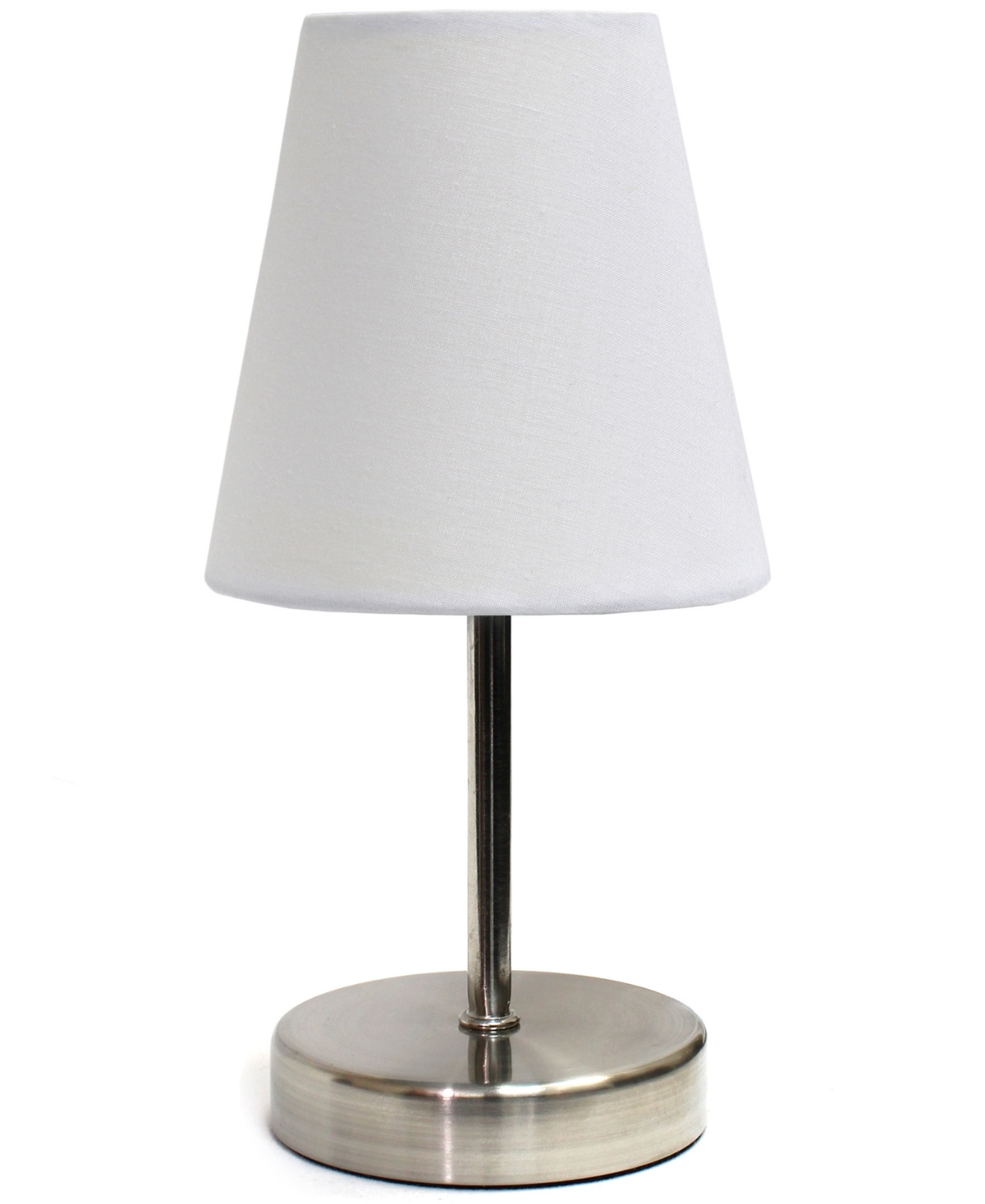 Shop Creekwood Home Nauru 10.5" Traditional Petite Metal Stick Bedside Table Desk Lamp With Fabric Empire Shade In Sand Nickel,white