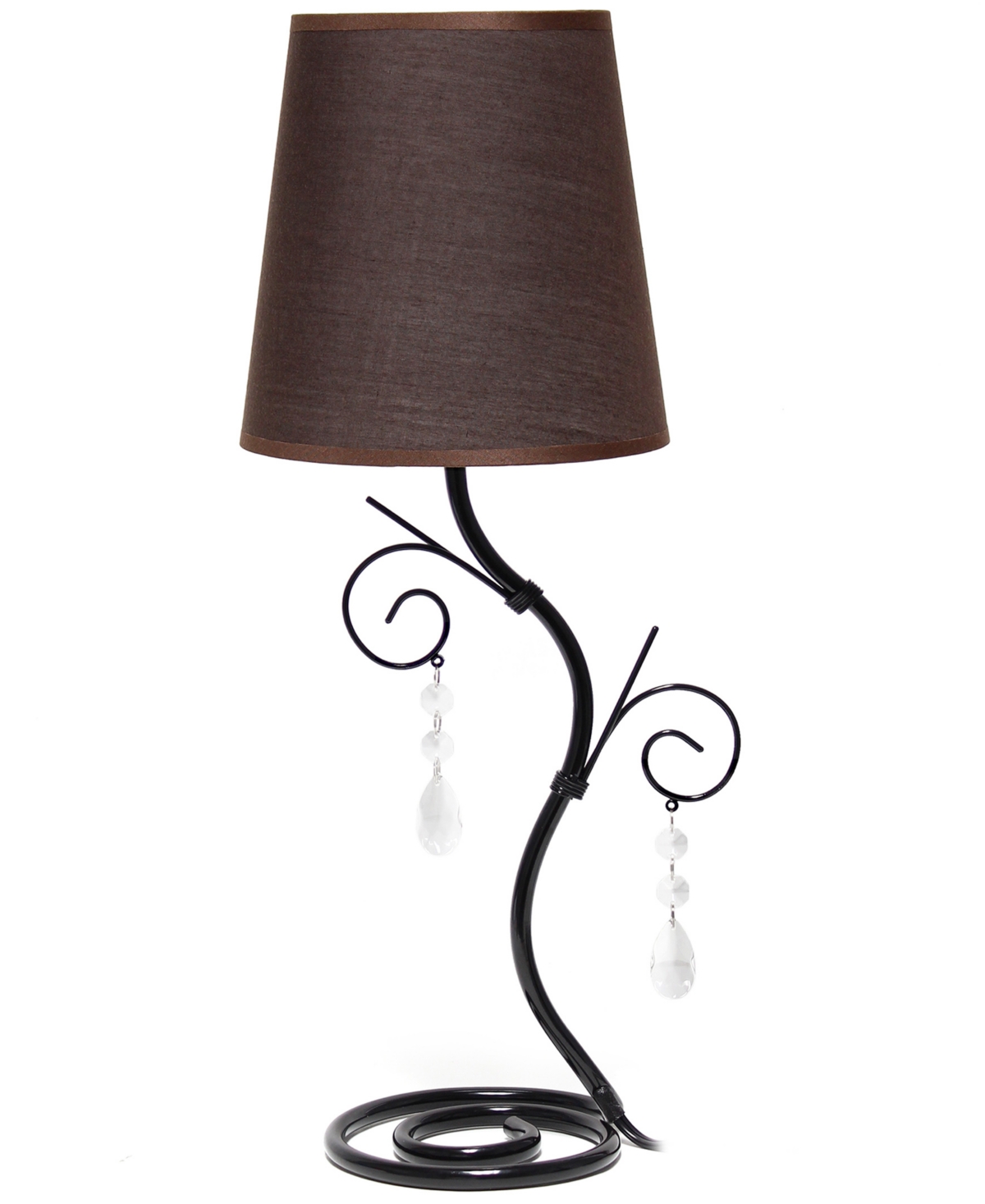Shop Creekwood Home Priva 19" Contemporary Metal Winding Ivy Table Desk Lamp With Brown Fabric Shade In Black,brown