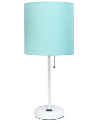 Oslo 19.5" Contemporary Bedside Standard Metal Table Desk Lamp with White Drum Fabric Shade 