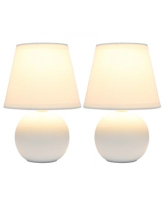 Nauru 8.66" Traditional Petite Ceramic Orb Bedside Table Desk Lamp Two Pack Set, Tapered Drum Fabric Shade 