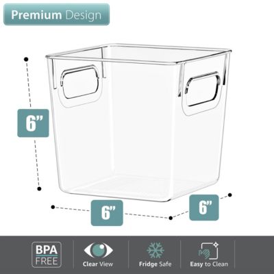 8 Pack Small Clear Storage Bins with Handles - for Kitchen, Cabinet Organizer, Pantry & Refrigerator