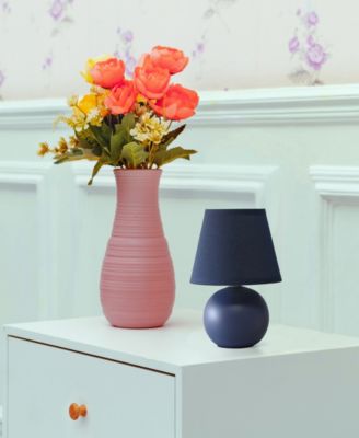 Nauru 8.66" Traditional Petite Ceramic Orb Bedside Table Desk Lamp with Tapered Drum Fabric Shade