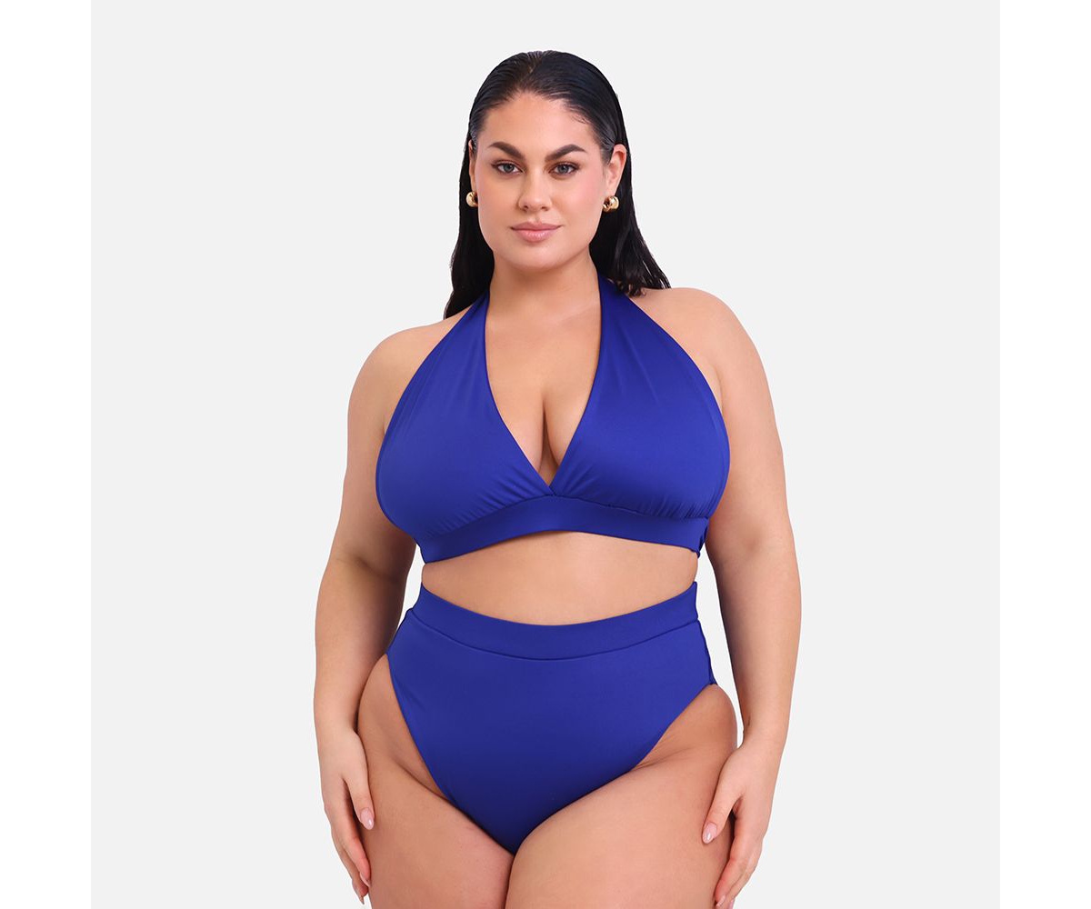 Plus Size Capri Wrap Around Bikini Top - Blue