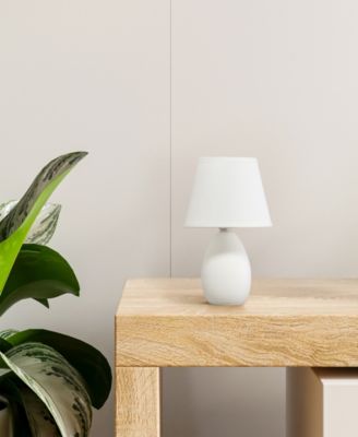 Nauru 9.45" Traditional Petite Ceramic Oblong Bedside Table Desk Lamp with Tapered Drum Fabric Shade 