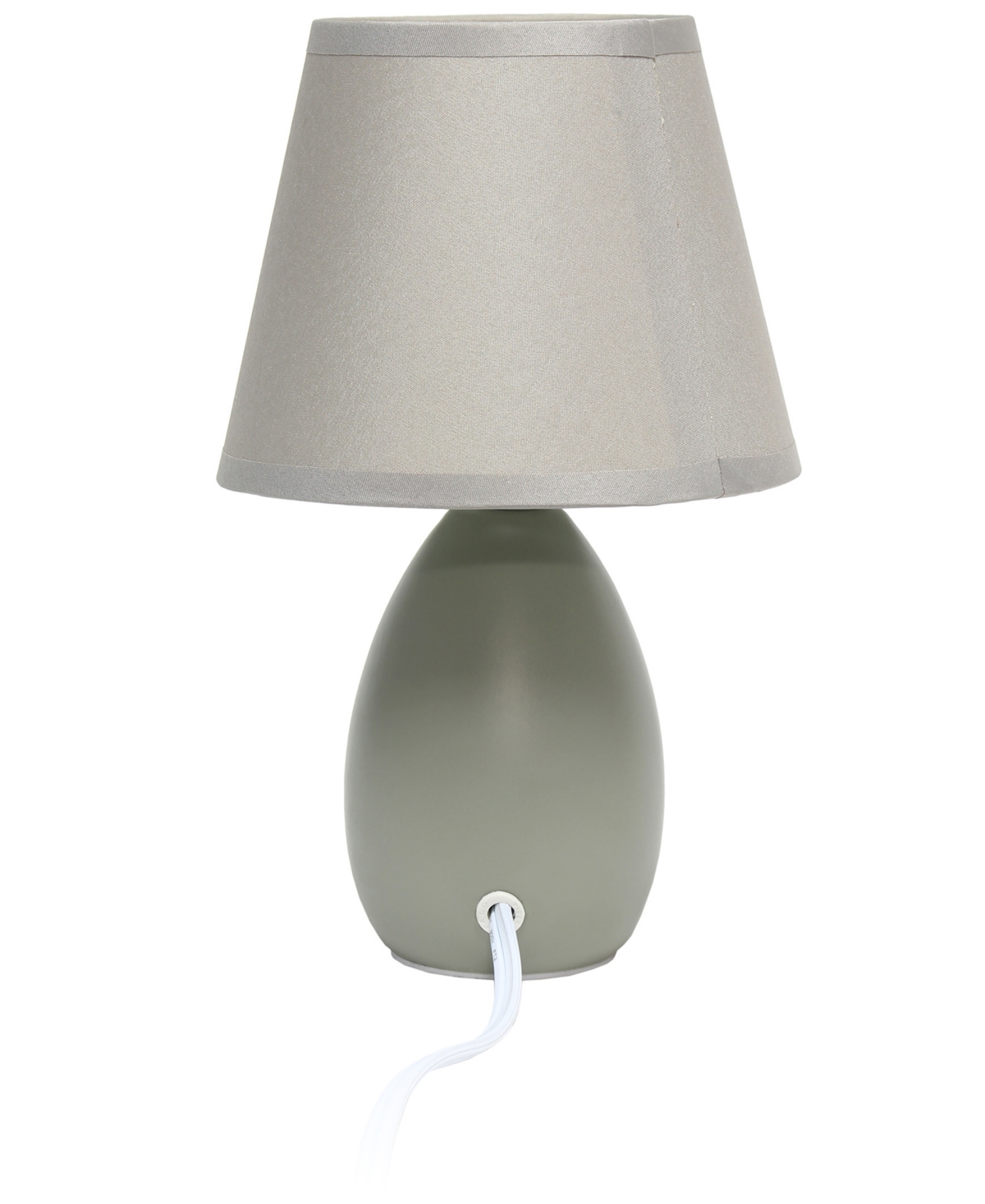 Creekwood Home Nauru Traditional Petite Ceramic Oblong Bedside Table Desk Lamp with Tapered Drum Fabric Shade
