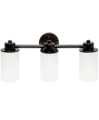 Essentix Contemporary Three Light Metal and Opaque White Glass Shade Vanity Uplight Downlight Wall Mounted Fixture 