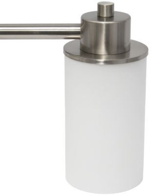 Essentix Contemporary Three Light Metal and Opaque White Glass Shade Vanity Uplight Downlight Wall Mounted Fixture 