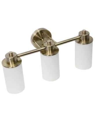 Essentix Contemporary Three Light Metal and Opaque White Glass Shade Vanity Uplight Downlight Wall Mounted Fixture 