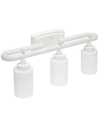 Essentix Contemporary Three Light Metal and Opaque White Glass Shade Vanity Uplight Downlight Wall Mounted Fixture 