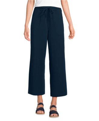 Women's Sport Knit Elastic Waist Wide Leg Crop Pants