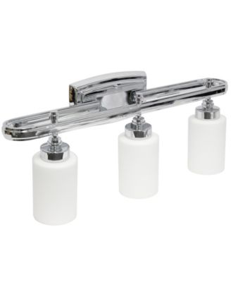 Essentix Contemporary Three Light Metal and Opaque White Glass Shade Vanity Uplight Downlight Wall Mounted Fixture 