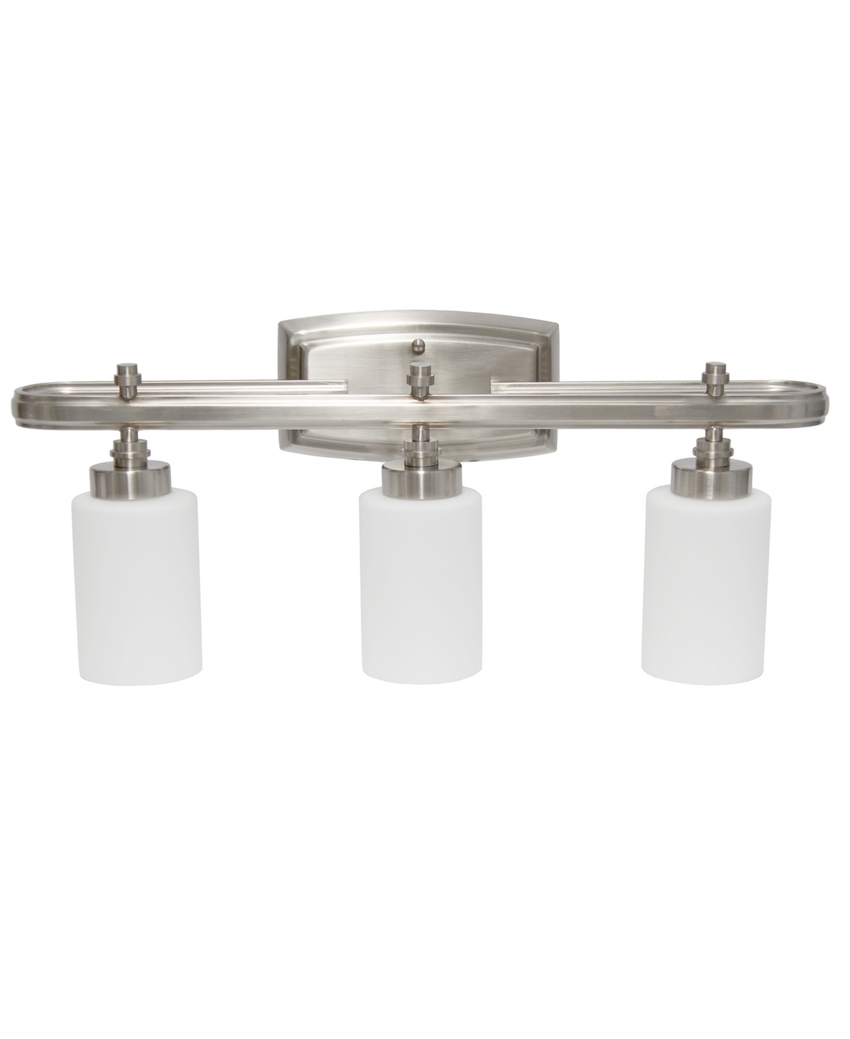 Lalia Home Essentix Contemporary Three Light Metal and Opaque White Glass Shade Vanity Uplight Downlight Wall Mounted Fixture