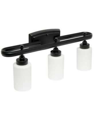 Essentix Contemporary Three Light Metal and Opaque White Glass Shade Vanity Uplight Downlight Wall Mounted Fixture 