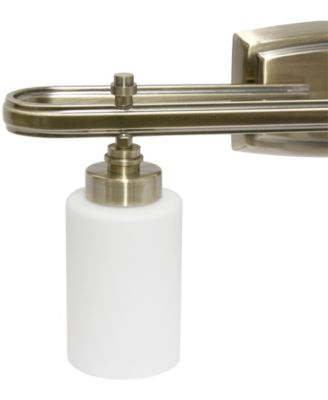 Essentix Contemporary Three Light Metal and Opaque White Glass Shade Vanity Uplight Downlight Wall Mounted Fixture 