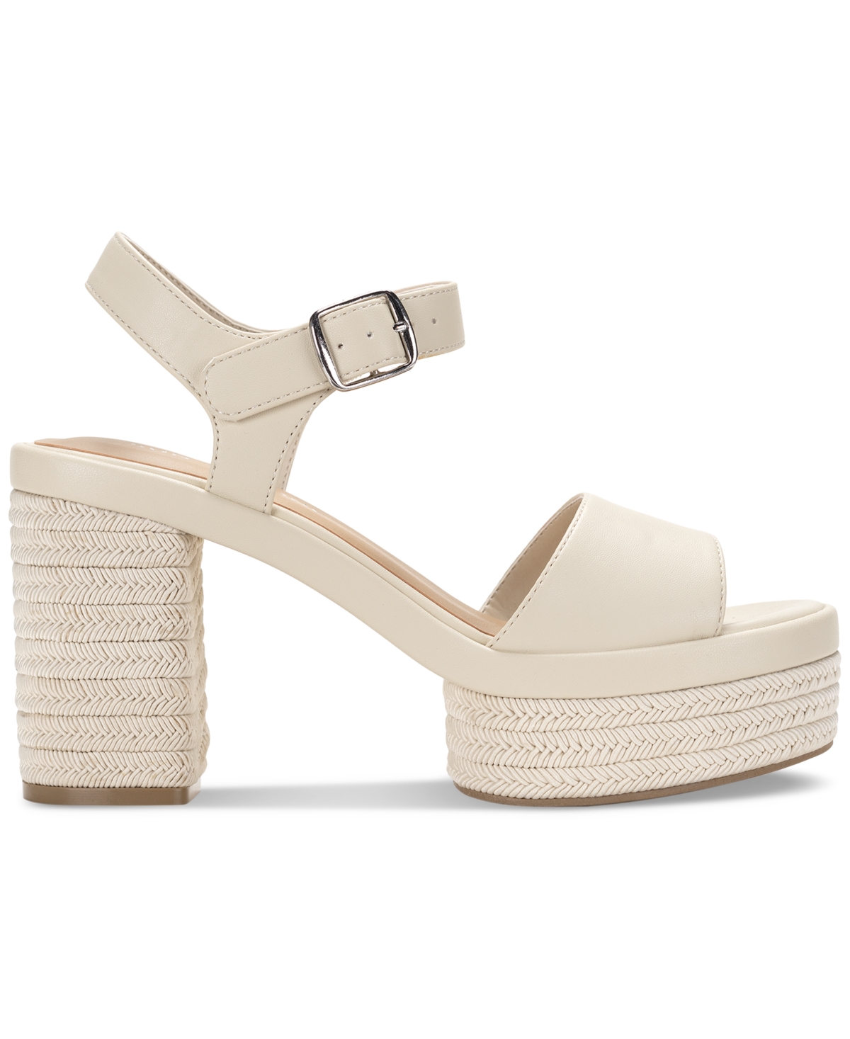 Shop Sun + Stone Women's Edisonn Block Heel Espadrille Platform Sandals, Created For Macy's In Ecru