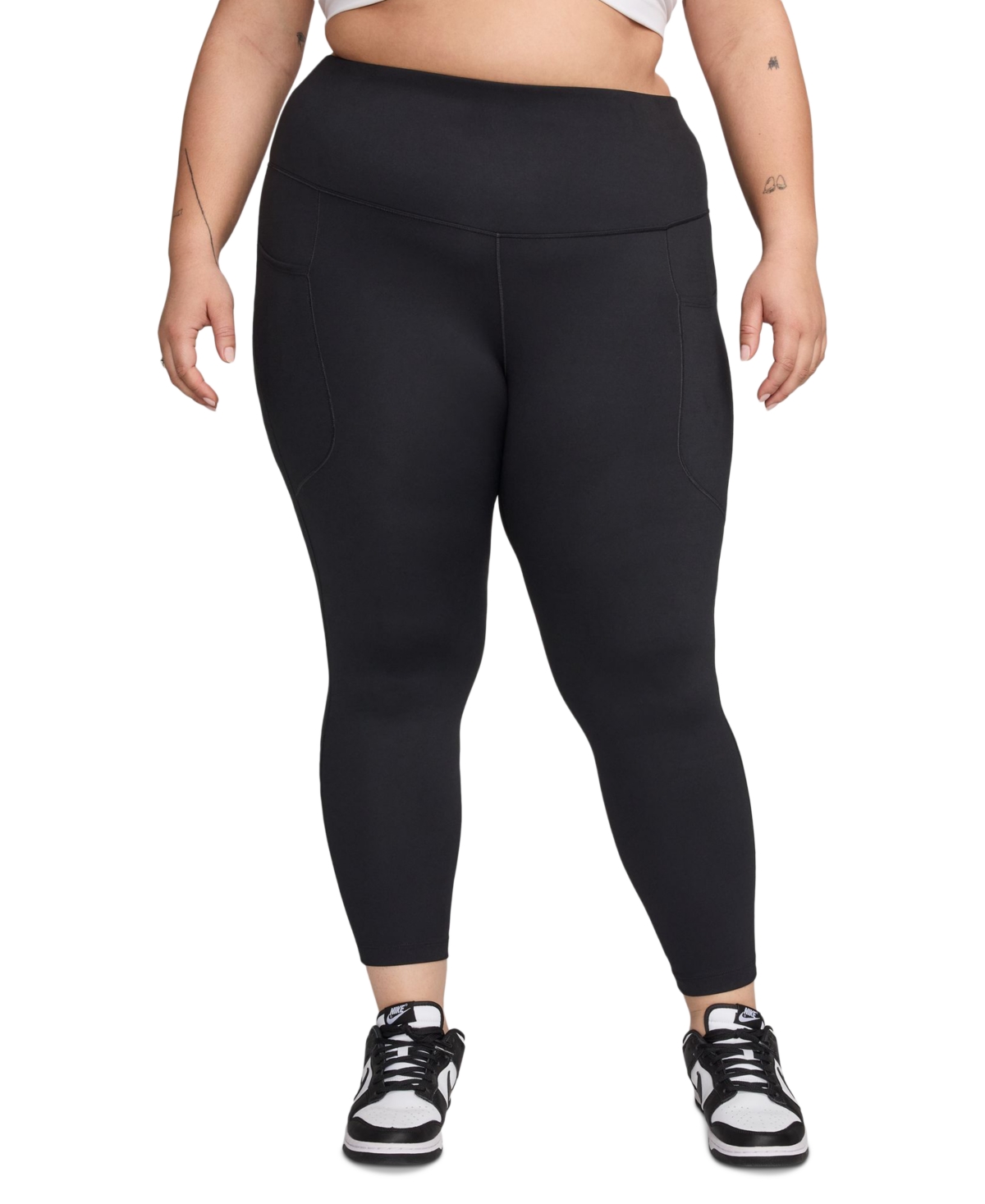 Shop Nike One Plus Size High-waist Pocket 7/8 Leggings In Black,black