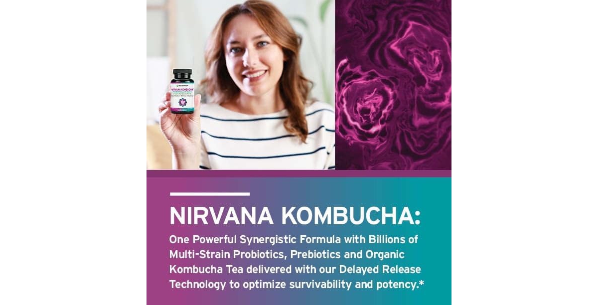 Trio Nutrition Nirvana Kombucha- Billions of Multi-Strain Probiotics, Prebiotic & Organic Kombucha Tea, Supports Digestive, Immune & Ph Balance, 30ct
