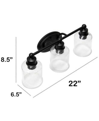 Studio Loft Modern Three Light Metal and Clear Seeded Glass Shade Vanity Uplight Downlight Wall Mounted Fixture 