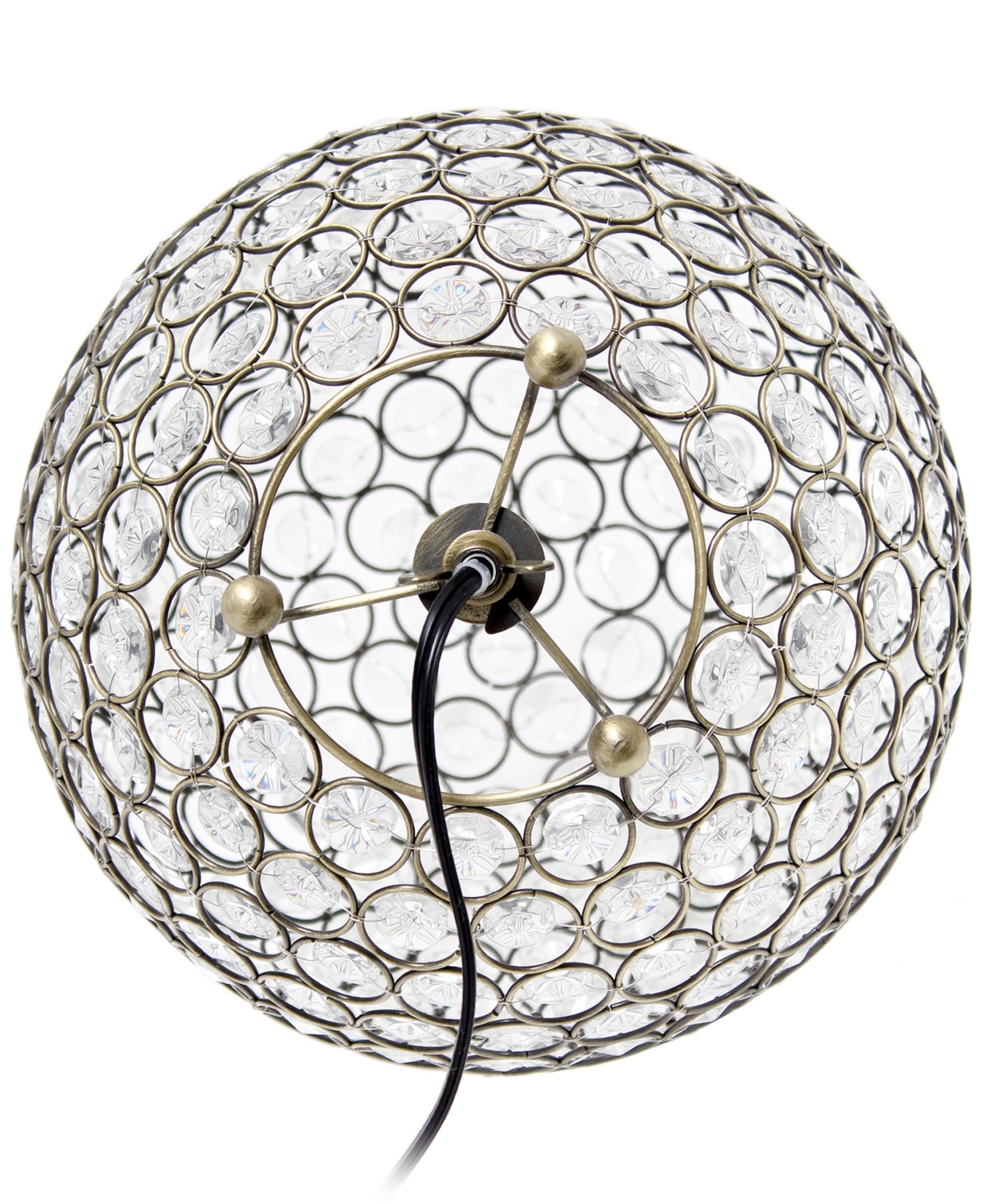 Shop Lalia Home 10" Elipse Medium Contemporary Metal Crystal Round Sphere Glamorous Orb Table Lamp In Antique Brass