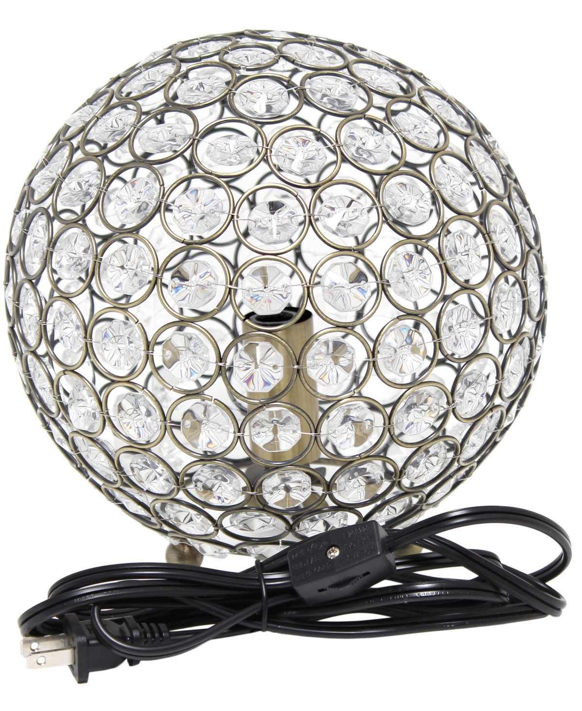 Shop Lalia Home 8" Elipse Medium Contemporary Metal Crystal Round Sphere Glamorous Orb Table Lamp In Antique Brass