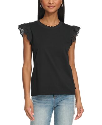 Women's Ruffle-Trim Sleeveless Top