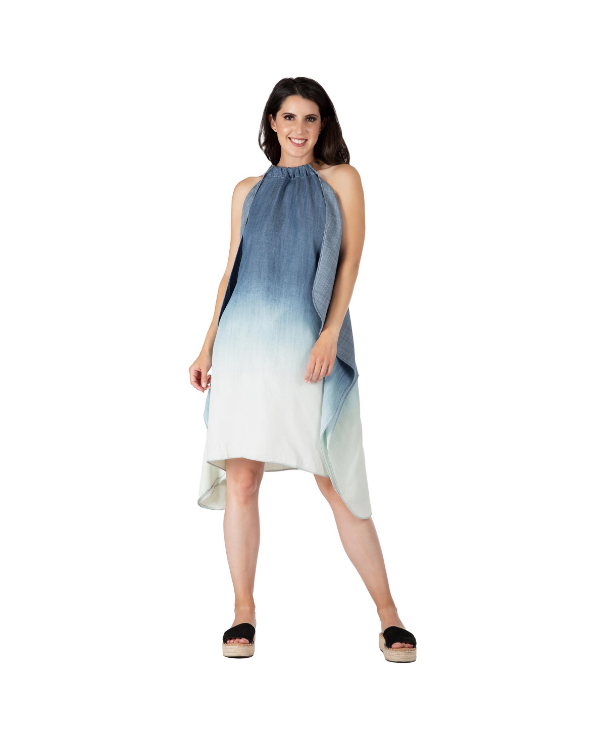 Women's Tencel Knee Length Tie-Dye Handkerchief Dress - eruption
