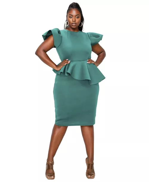 plus size calista neoprene peplum dress