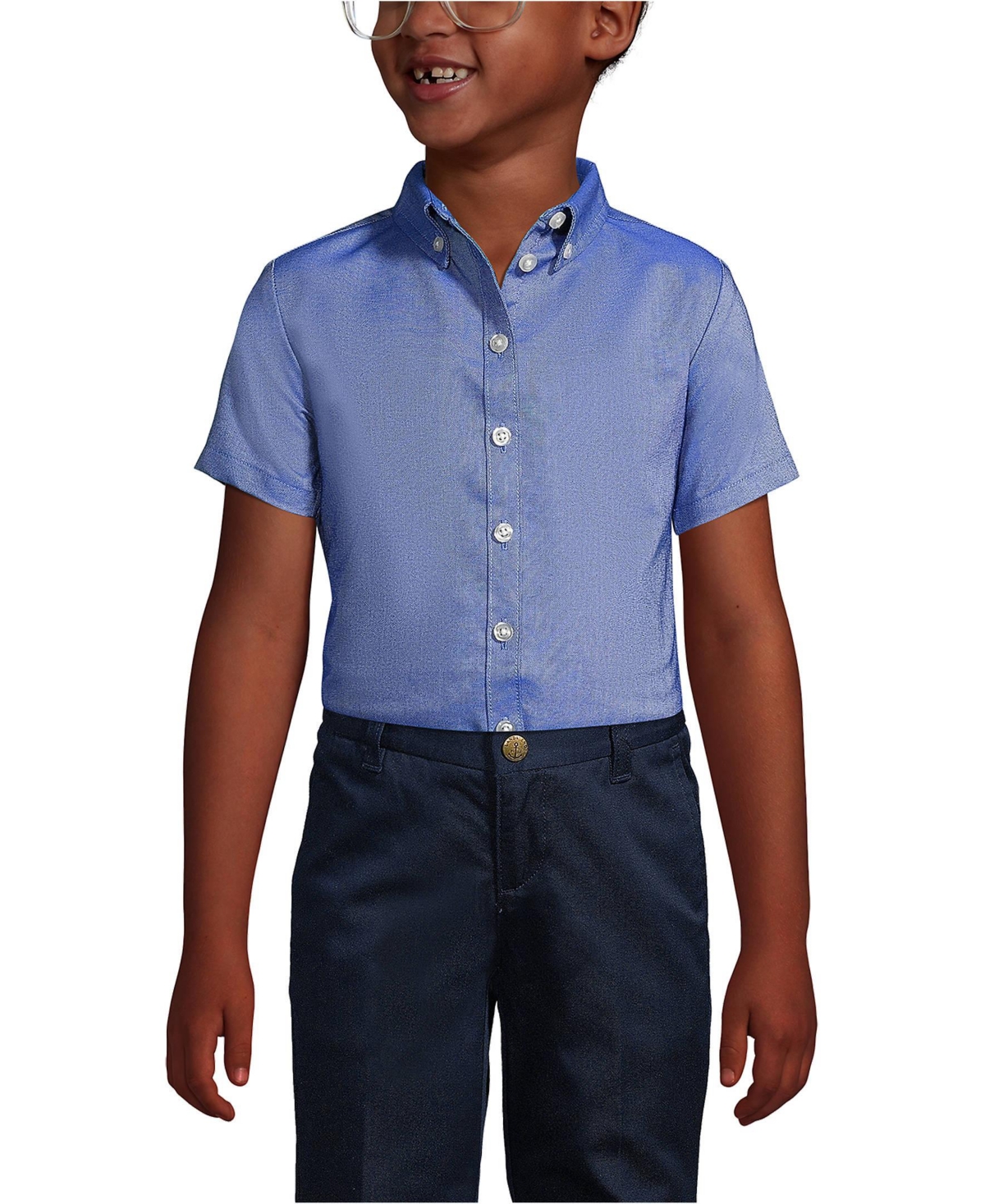 Lands' End Big Girls School Uniform Short Sleeve Oxford Dress Shirt