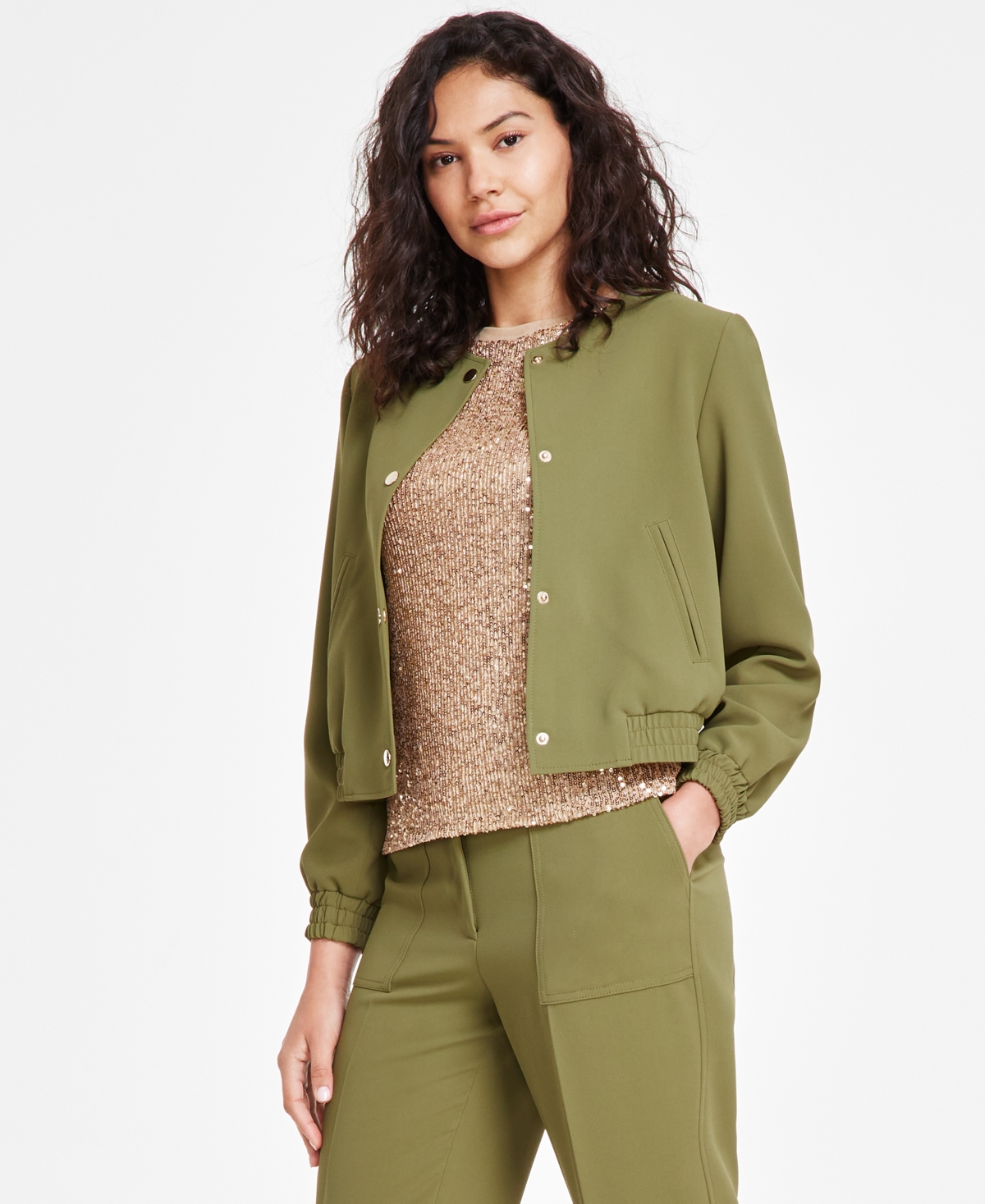 Anne Klein Women's Twill Bomber Jacket