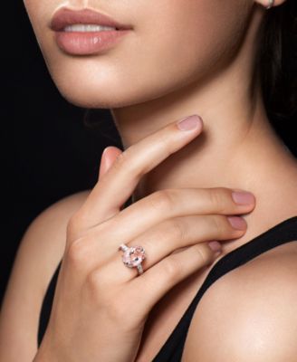 Morganite (4-3/4 ct. t.w.) & Diamond (3/8 ct. t.w.) Oval Statement Ring in 14k White Gold
