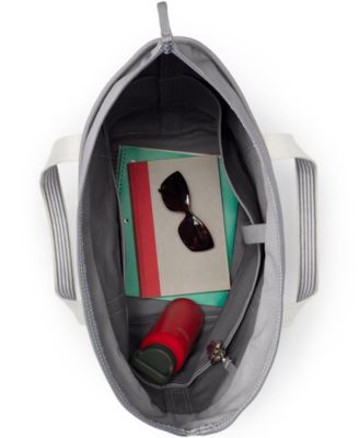 School Uniform Large Solid Color 5 Pocket Zip Top Canvas Tote Bag