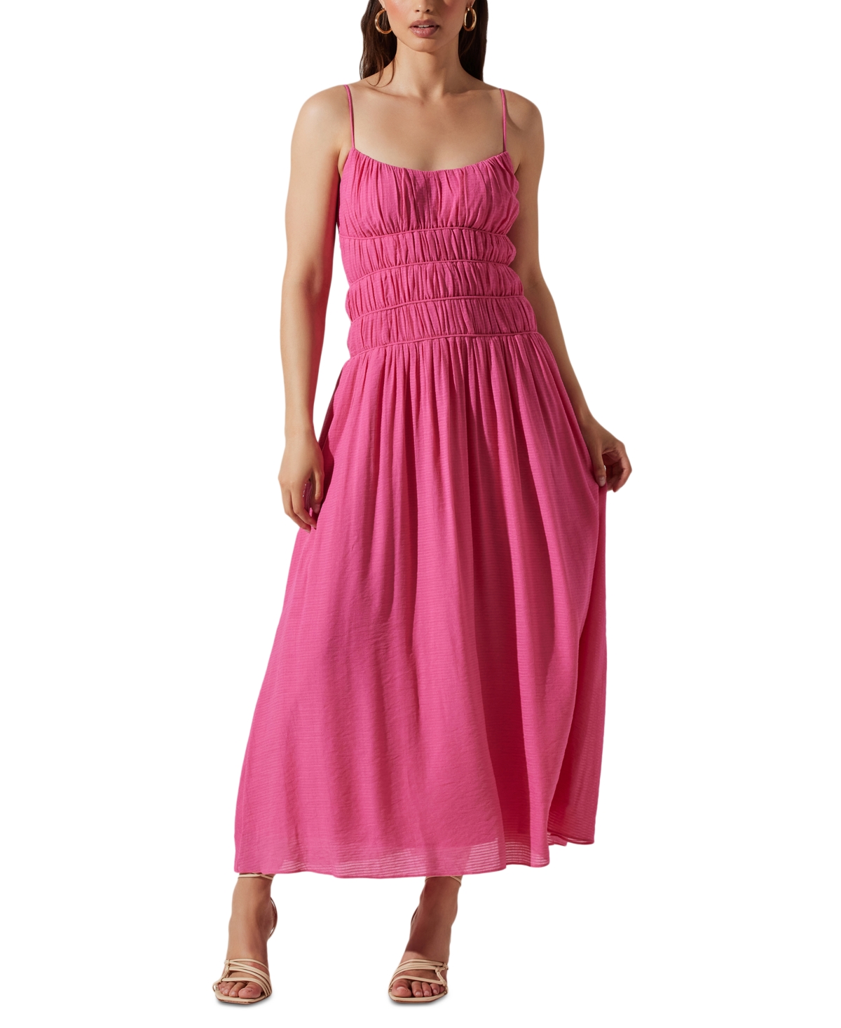 Astr Women's Andrina Smocked Sleeveless Midi Dress In Pink