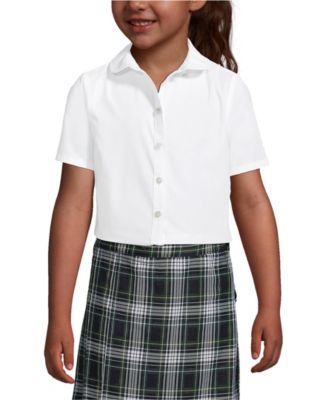 Big Girls Short Sleeve Peter Pan Collar Broadcloth Shirt