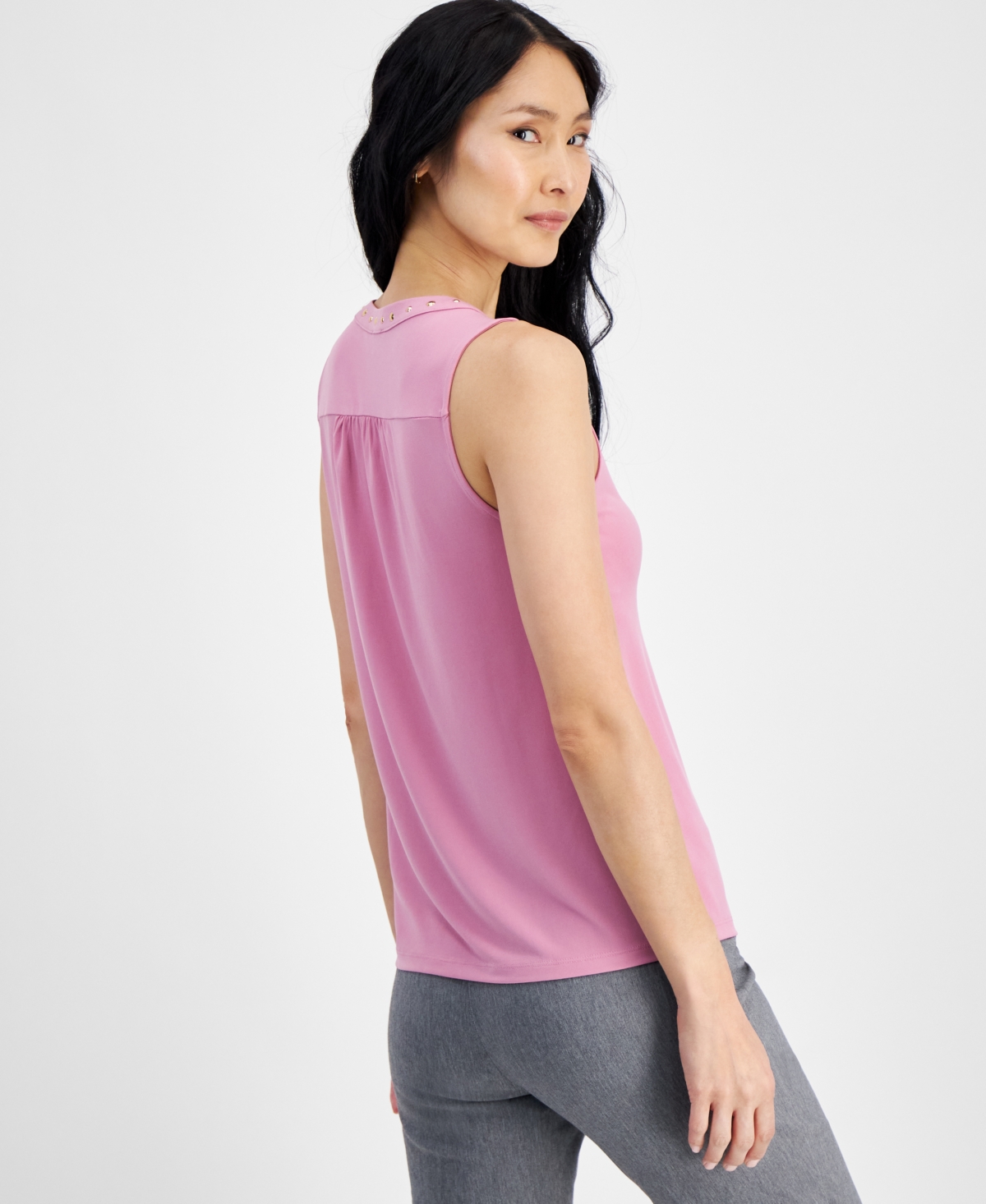 I.n.c. International Concepts Women's V-Neck Stud-Trim Tank Top, Created for Macy's
