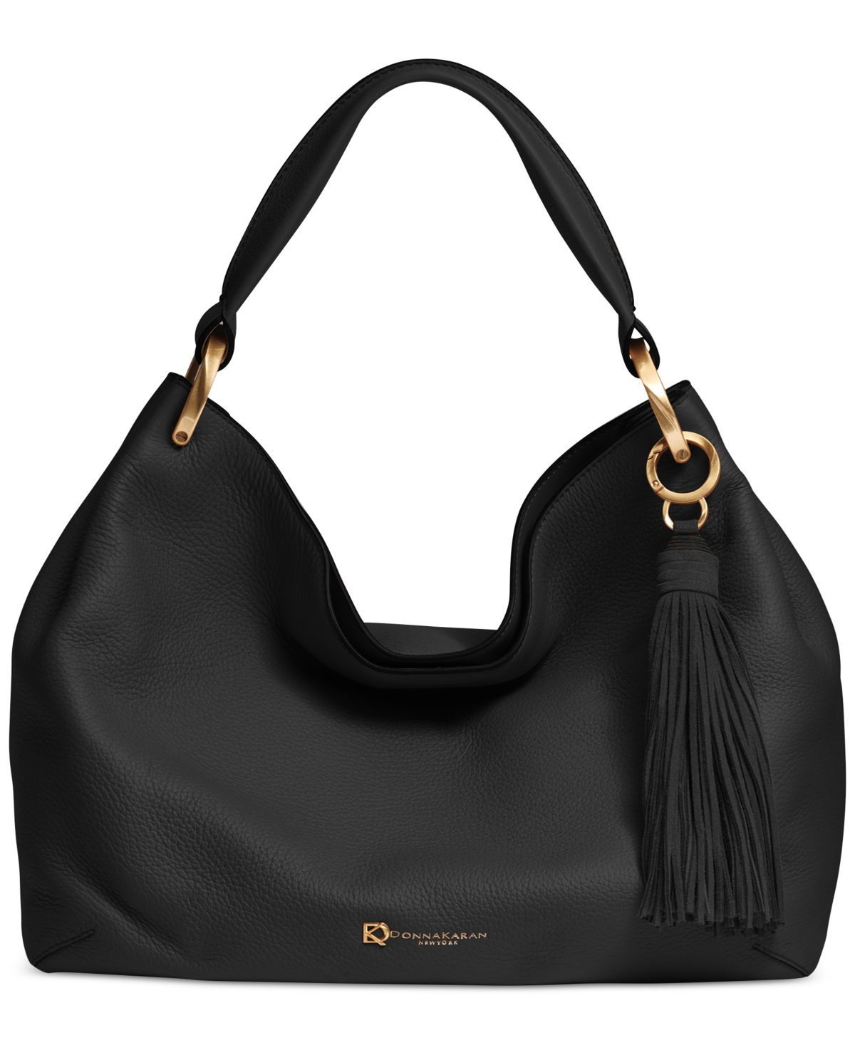 Shop Donna Karan Glenwood Leather Shoulder Bag In Blk,gold