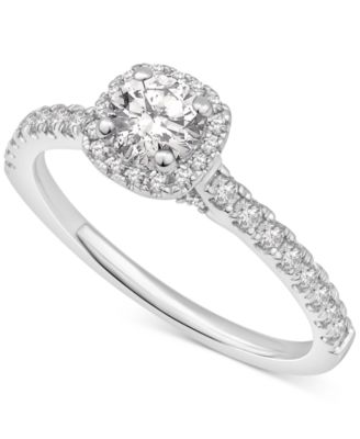 Macy's - Diamond Halo Engagement Ring (3/4 ct. t.w.) in 14k White Gold