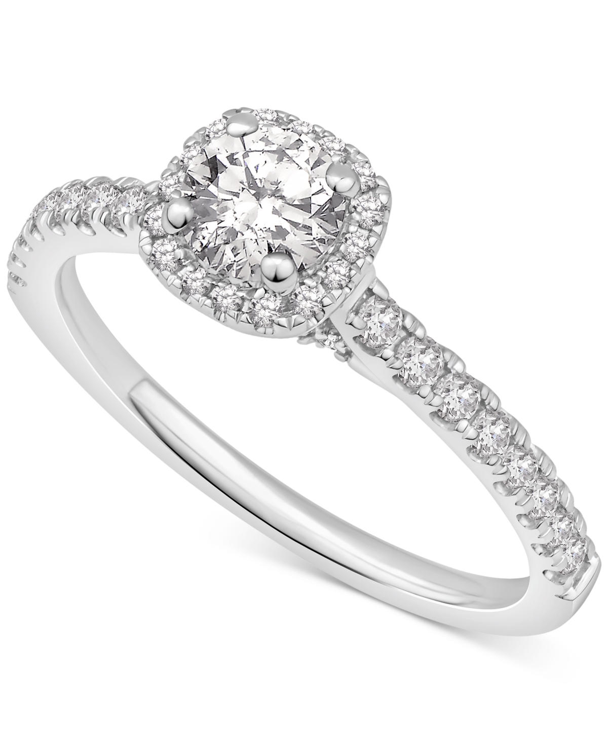 Macy's Diamond Halo Engagement Ring (3/4 Ct. T.w.) In 14k White Gold