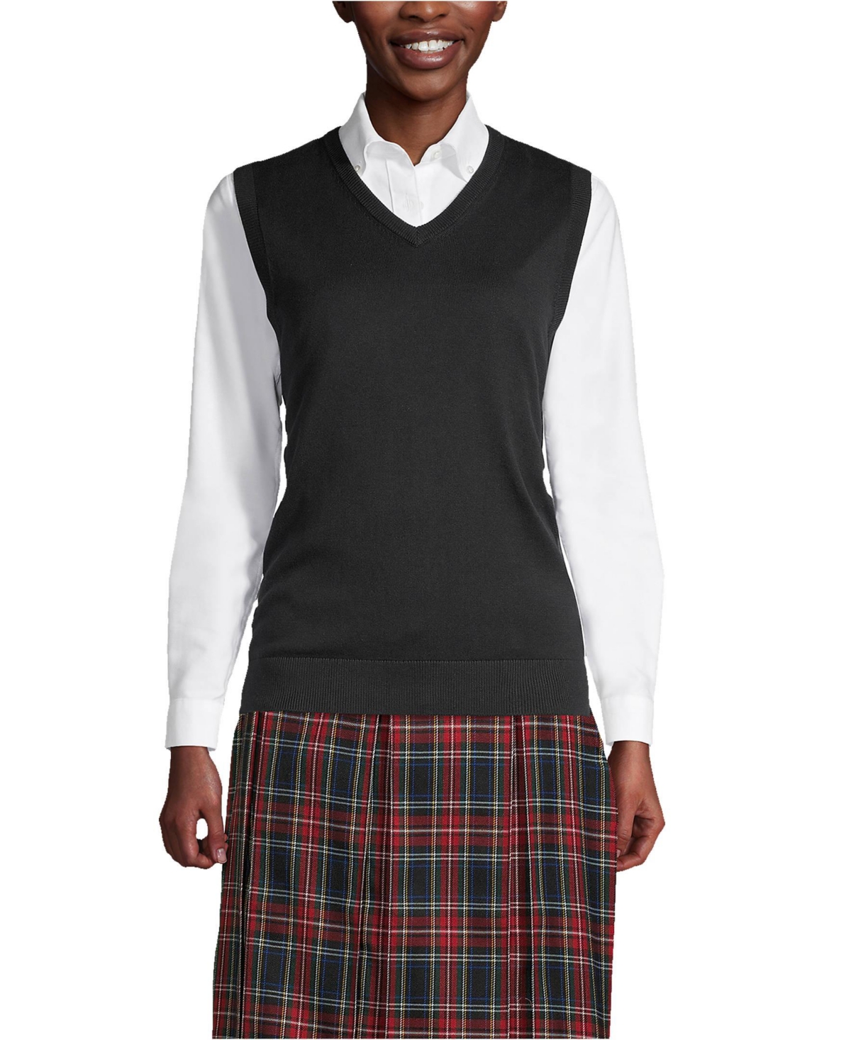 Lands' End Women's School Uniform Cotton Modal Fine Gauge Sweater Vest